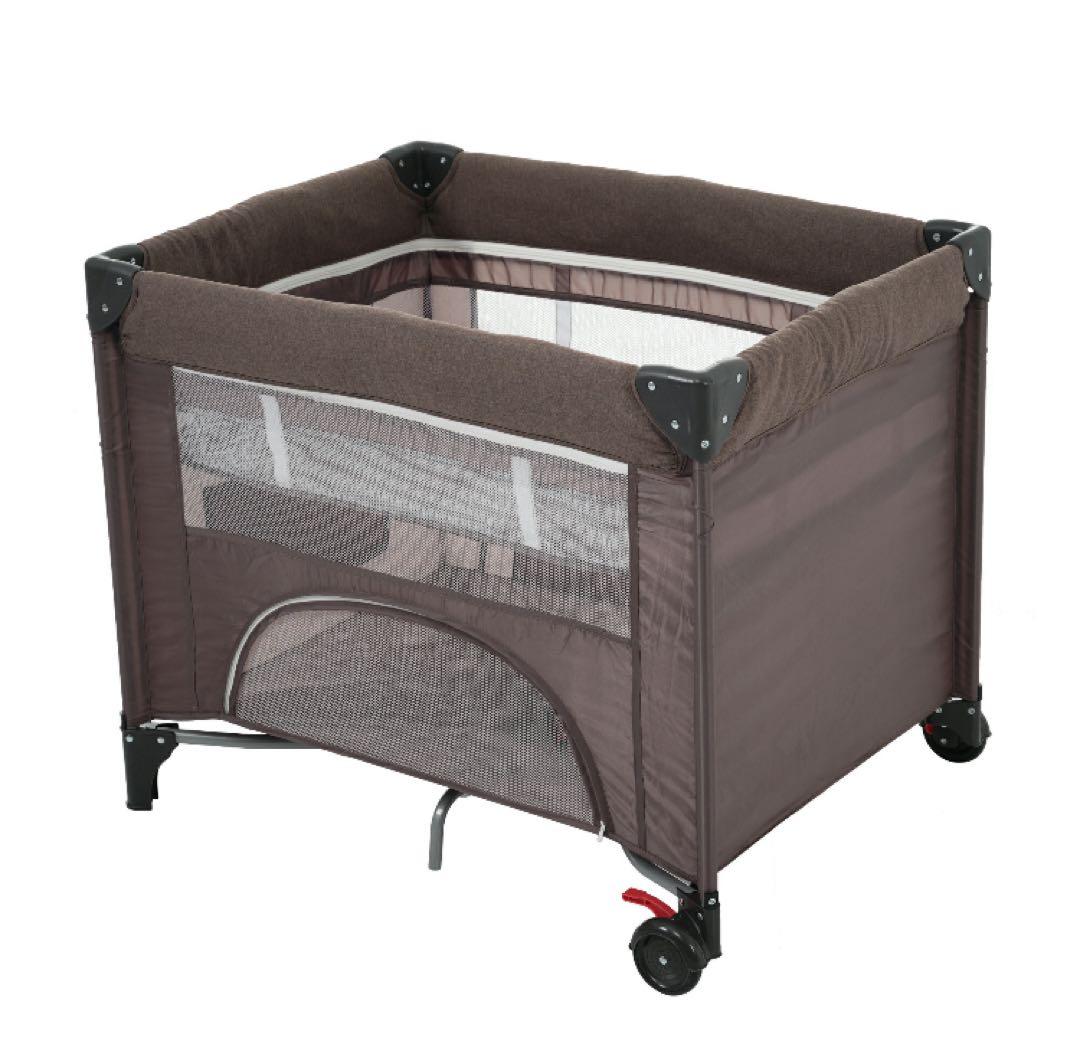 新品　ベビーベッド　プレイヤード　ベビーサークル　折りたたみ　ブラウン　茶色