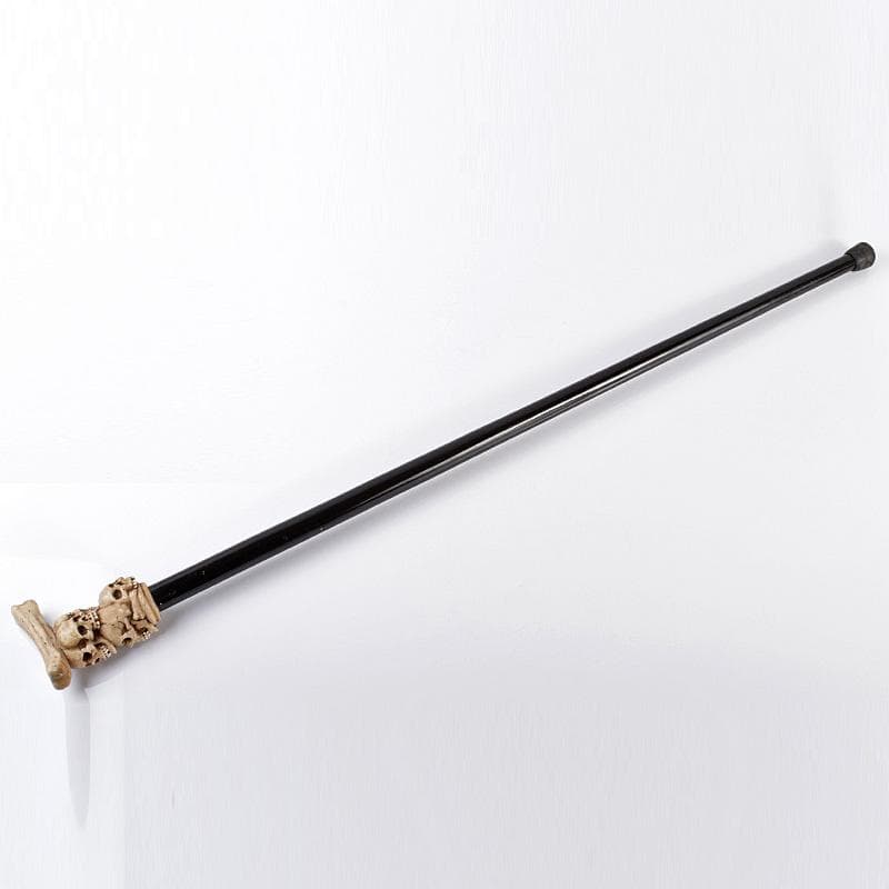 中国　木製　持ち手樹脂　骸骨彫　杖　ステッキ　V　3750B