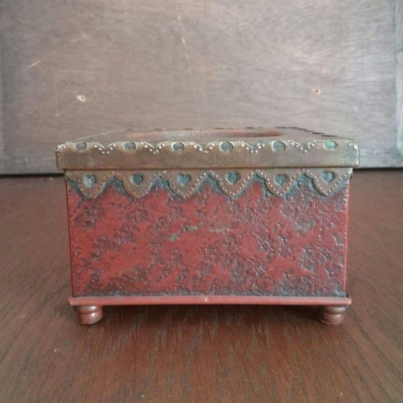 逸品　緋銅　毛織式　香炉　花活け　灰皿　松栄堂　明治金工　和骨董　アンティーク