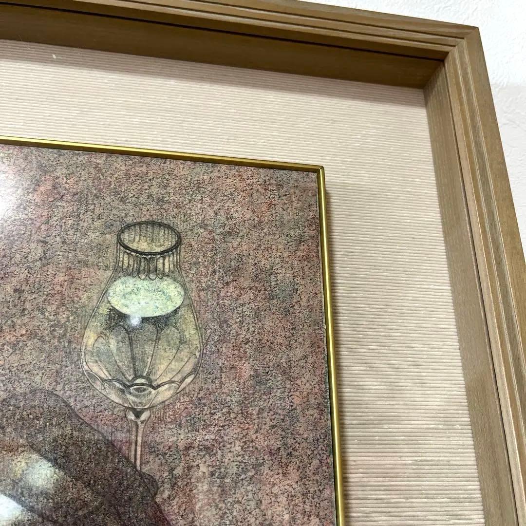 【真作】長田　佳子 作　「十六夜」3号　ワイングラスの光が指輪のように