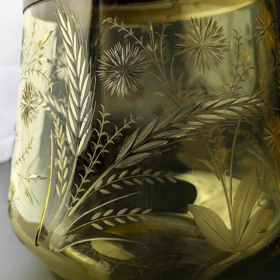 試される審美眼★オールド サン・ルイ 1930年頃 珍しいアンバーガラスバケット