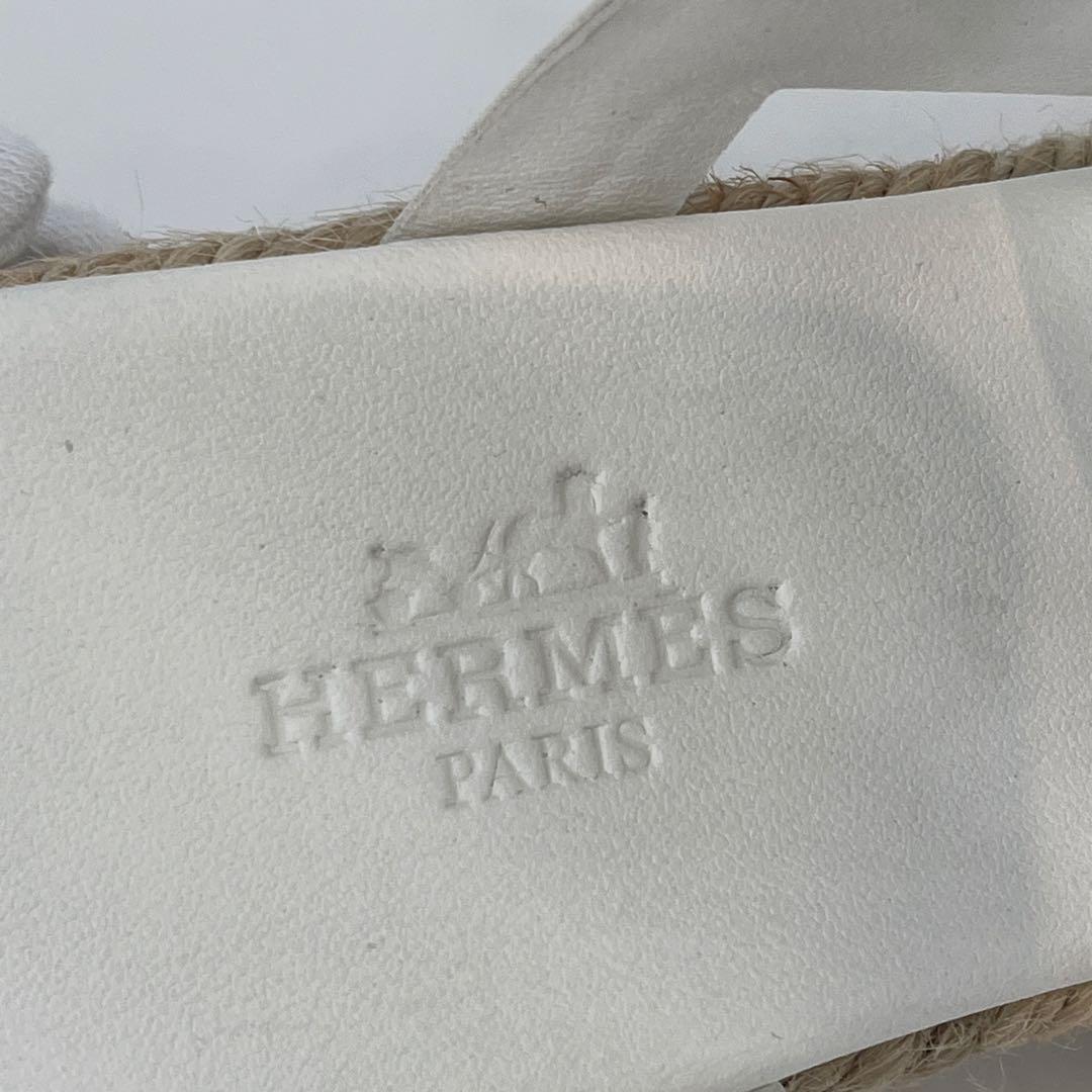 美品 HERMES イテア30 サンダル エスパドリーユ 23cm ホワイト