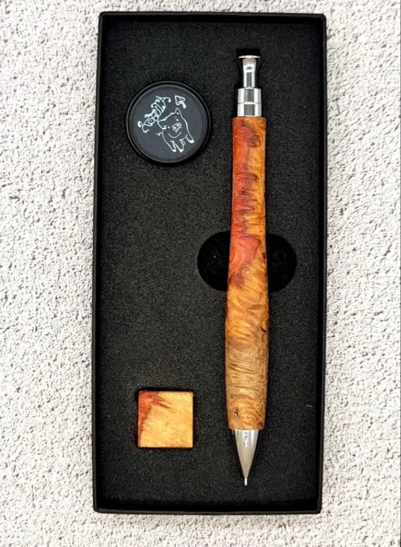 新品　こぶた工房　極上花梨瘤紅白　シャープペンシル0.5