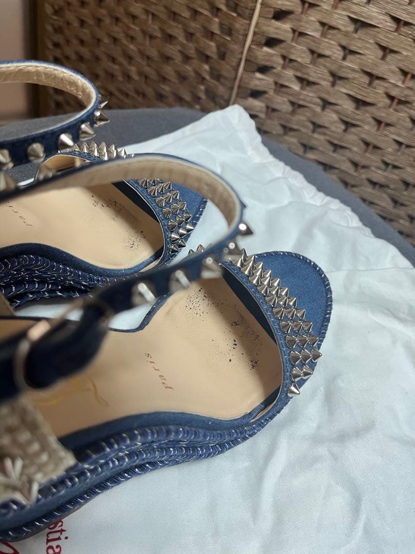 【再】Christian Louboutinデニムサンダル38