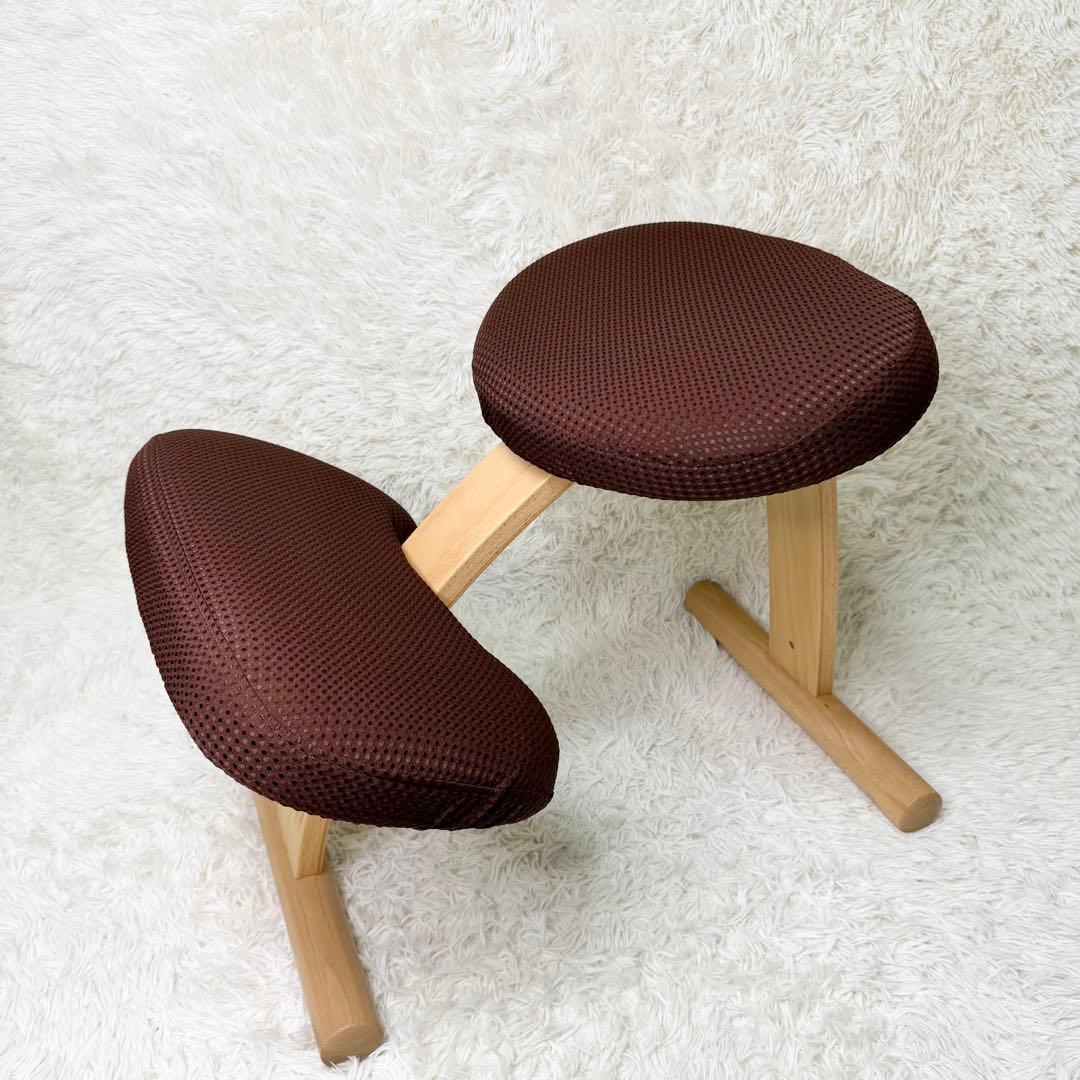 未使用級 Balans Easy 姿勢矯正チェア 学習椅子 ブラウン カバー付き