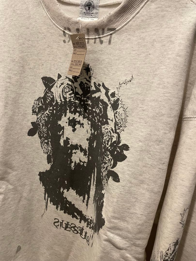 SAINT M××××オーバーサイズ グラフィックスウェット ダメージグレー