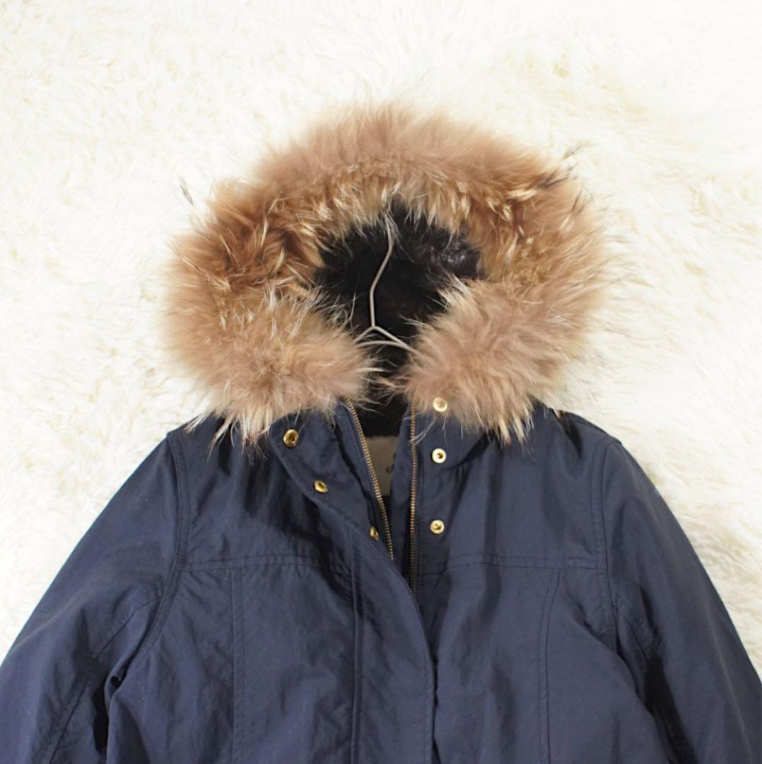 ラクーンファー《ef-de》モッズコート(11) ネイビー ライナー付き 裏ボア