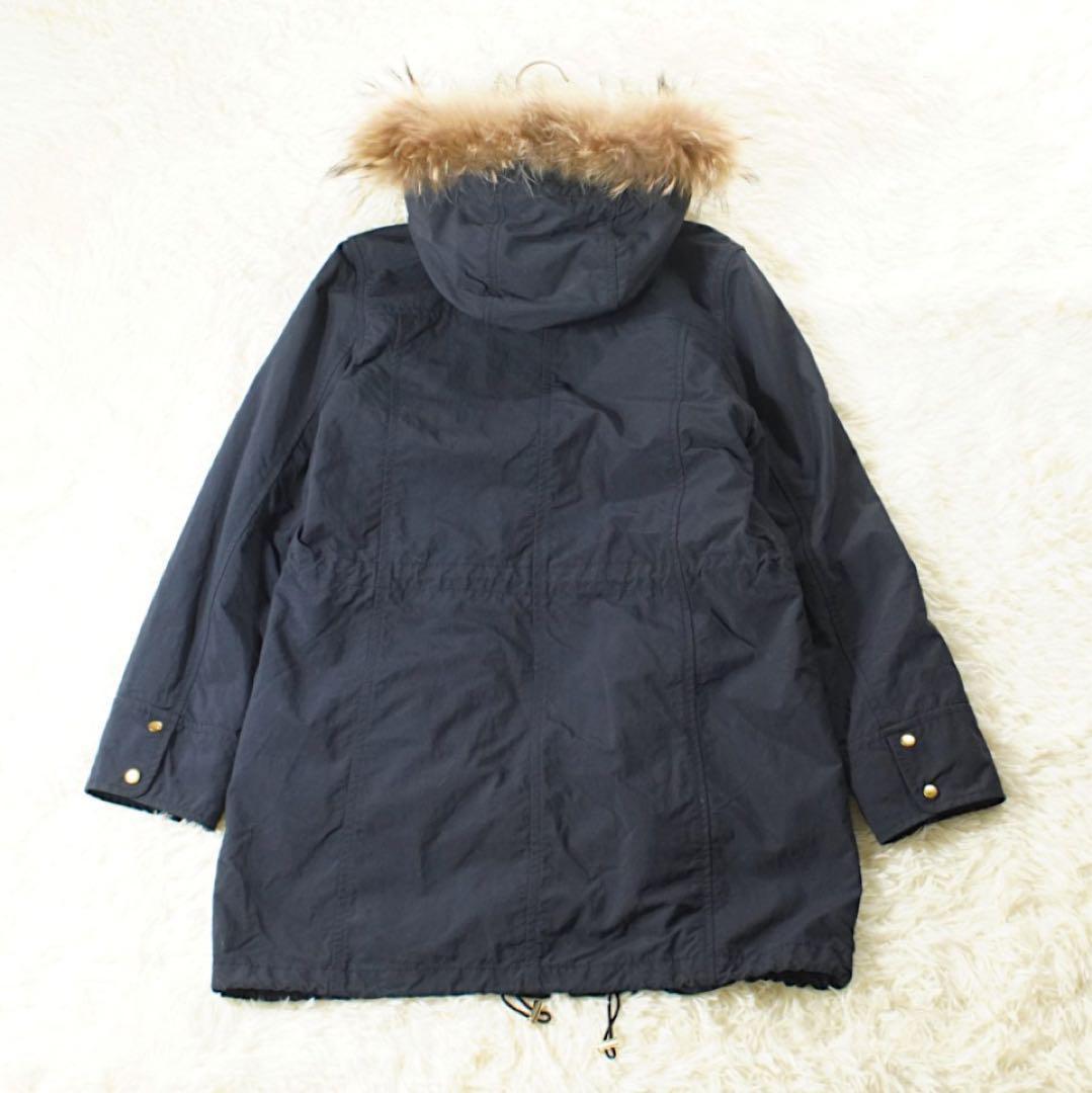 ラクーンファー《ef-de》モッズコート(11) ネイビー ライナー付き 裏ボア