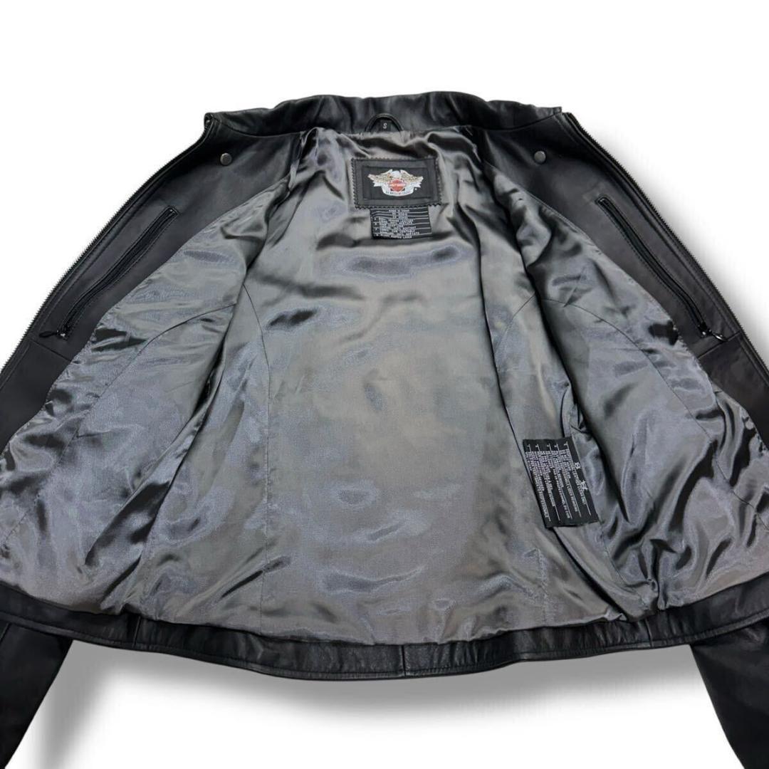 945【極美品】HARLEY DAVIDSON ライダースジャケット刺繍 黒