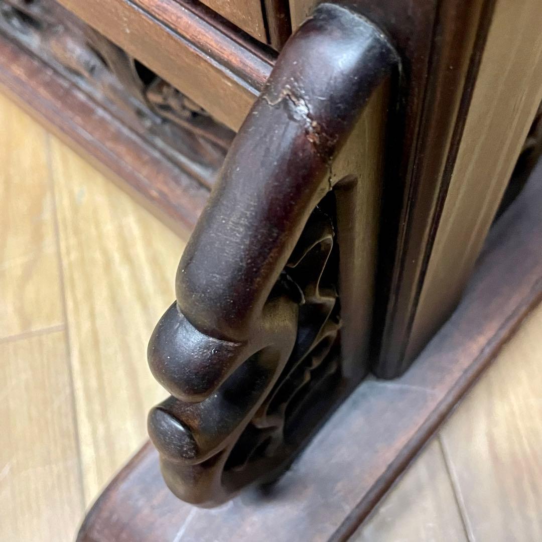 唐木指物 透し彫り 紫檀衝立