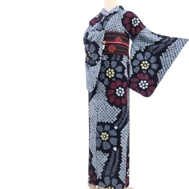 Y1162◆有松鳴海絞り 綿 洗える夏着物 手縫い仕立て 高級浴衣 着物