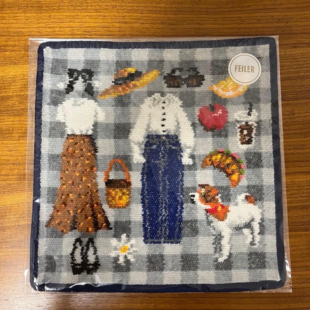 【白ふち】フェイラー　イエナ　ハンカチ　グリーンと【ネイビーふち】グレーハンカチ