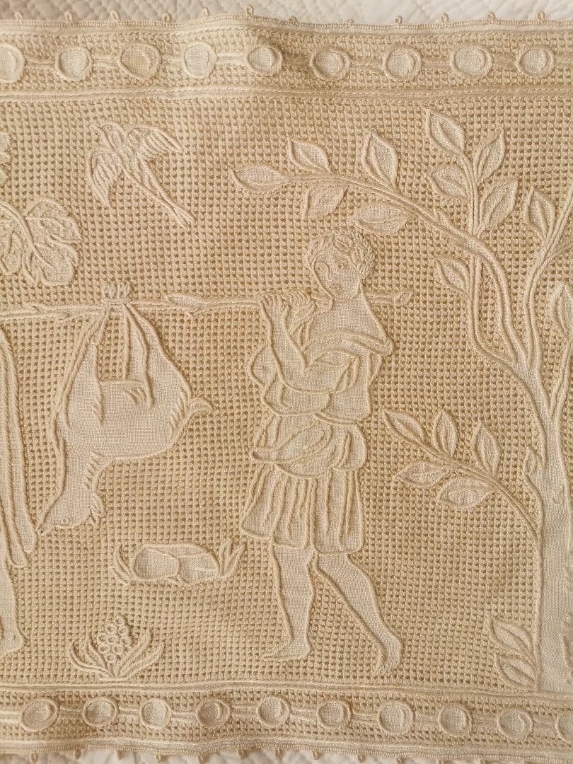 アンティーク ブラットレース アルテミスとアポロン 鹿狩りの森リネンランナー