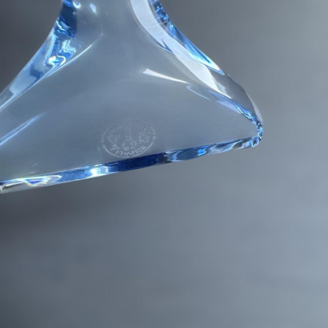 Baccarat 青色ガラス製イルカの彫刻