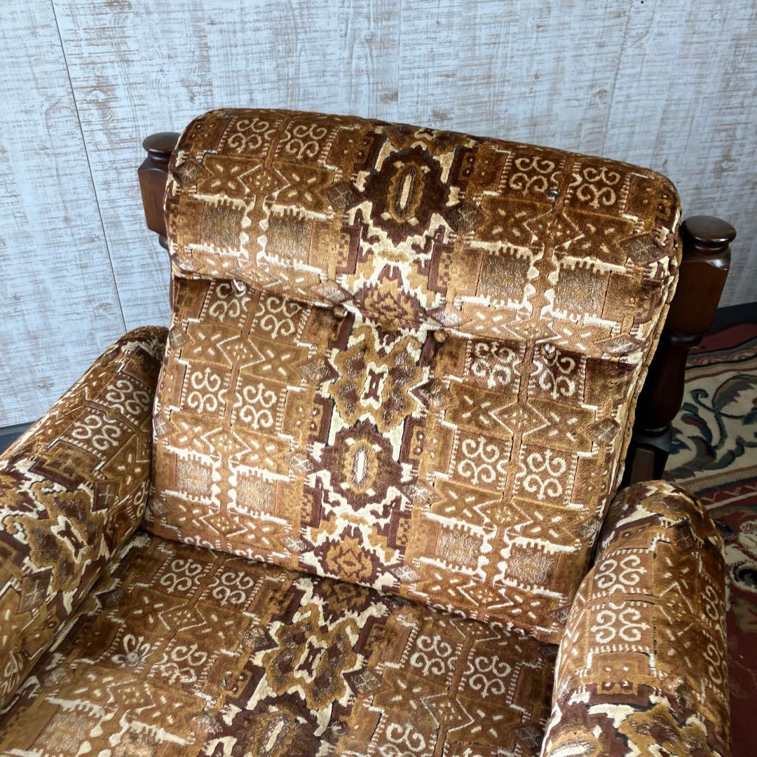 昭和レトロ マルニ 花柄ベロアチェア 一人掛けソファ アームチェア アンティーク