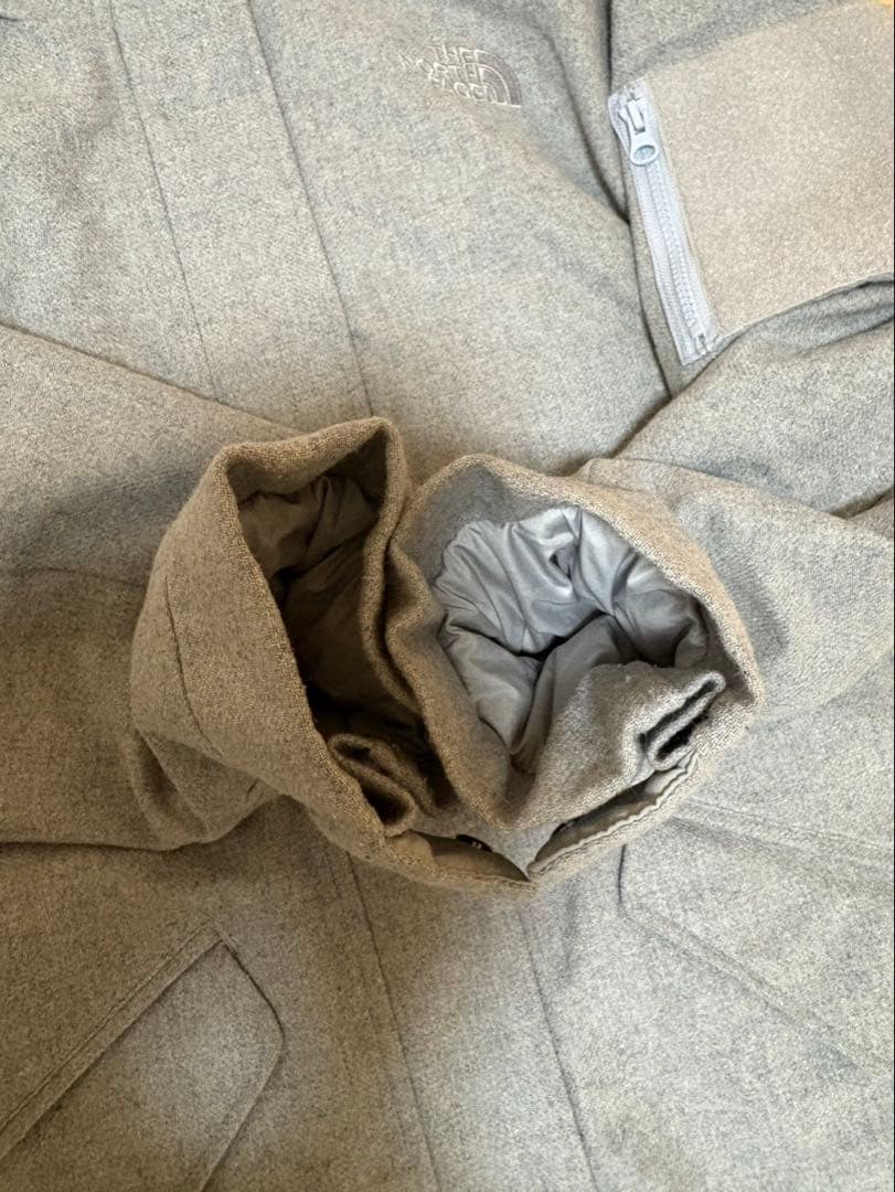 ノースフェイス ロングダウンコート ファー付 グレー S