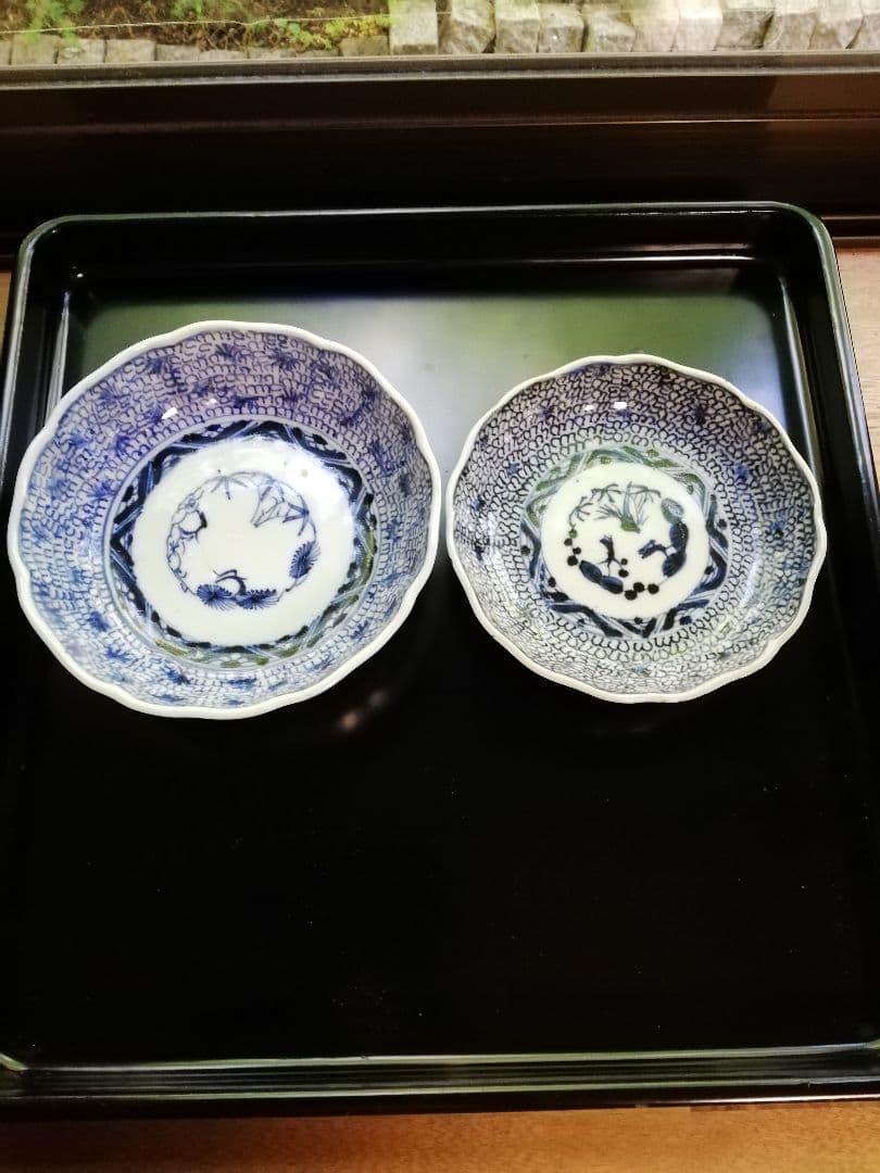 (古伊万里)みじん唐草2枚