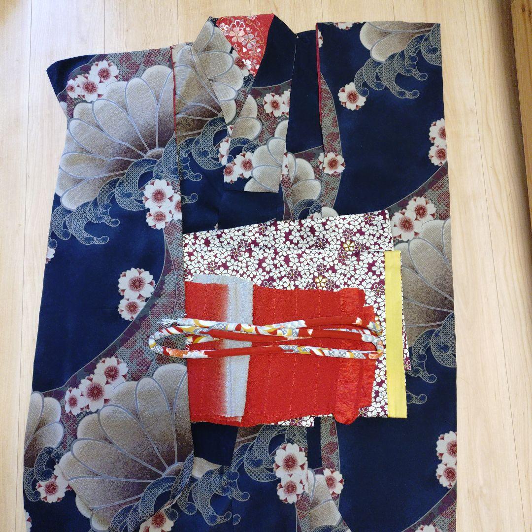 撫松庵　洗える着物セット【訳あり】袖ほつれあり