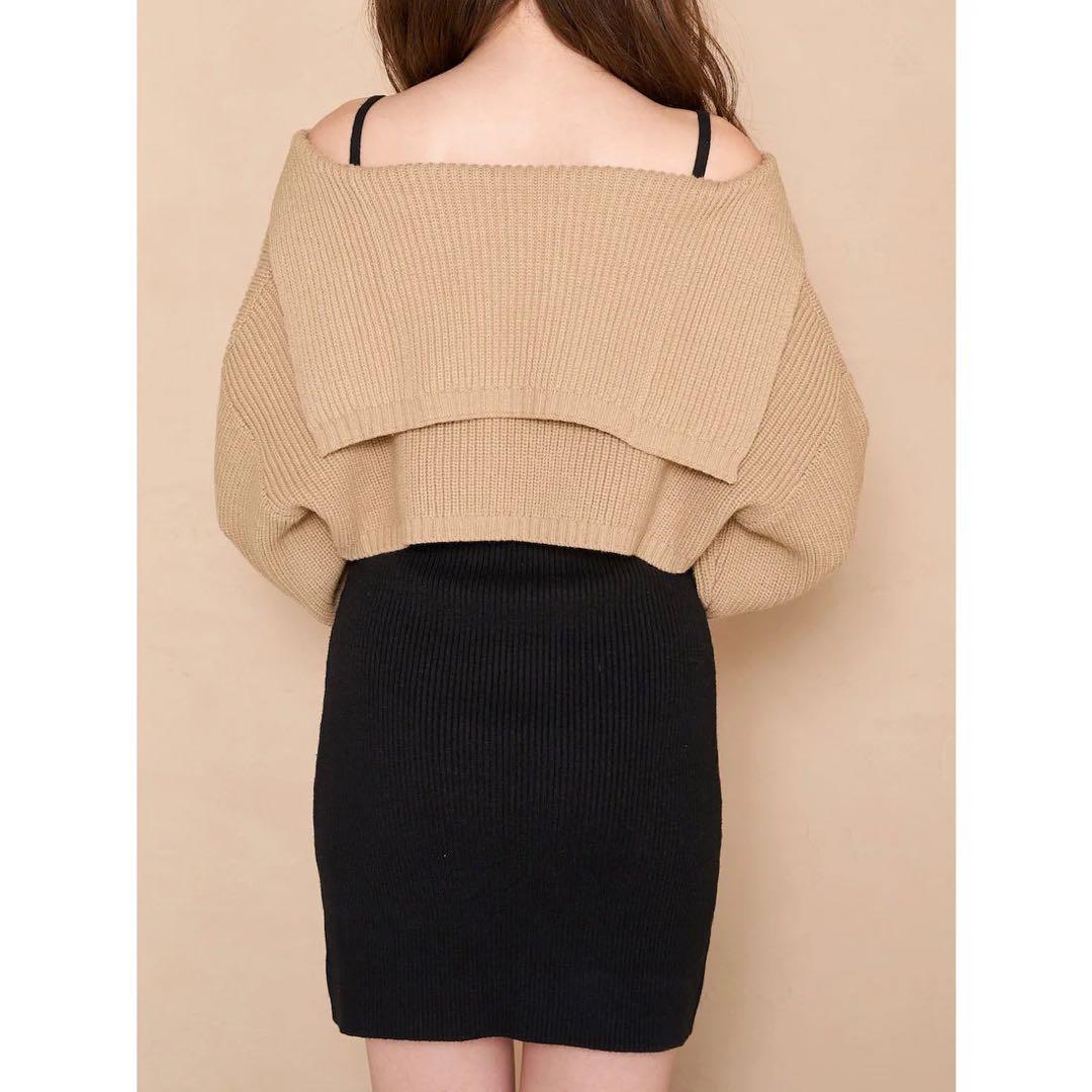 新品タグ付 ダーリッチ ボリュームオフショルアンサンブルミニワンピース F