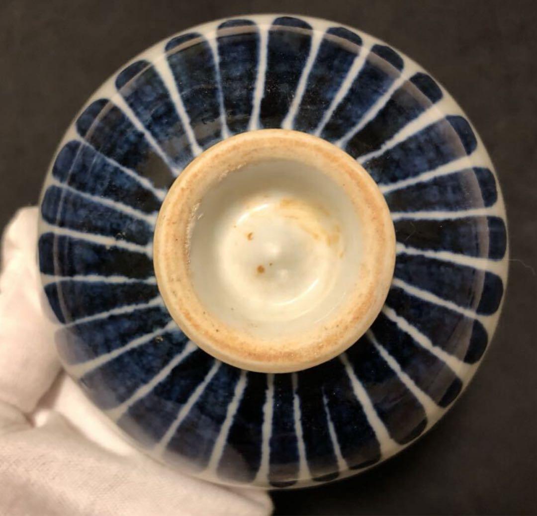 中国 明時代 呉須 染付 湯呑 茶碗 時代物古美術 骨董品 唐物茶器 。