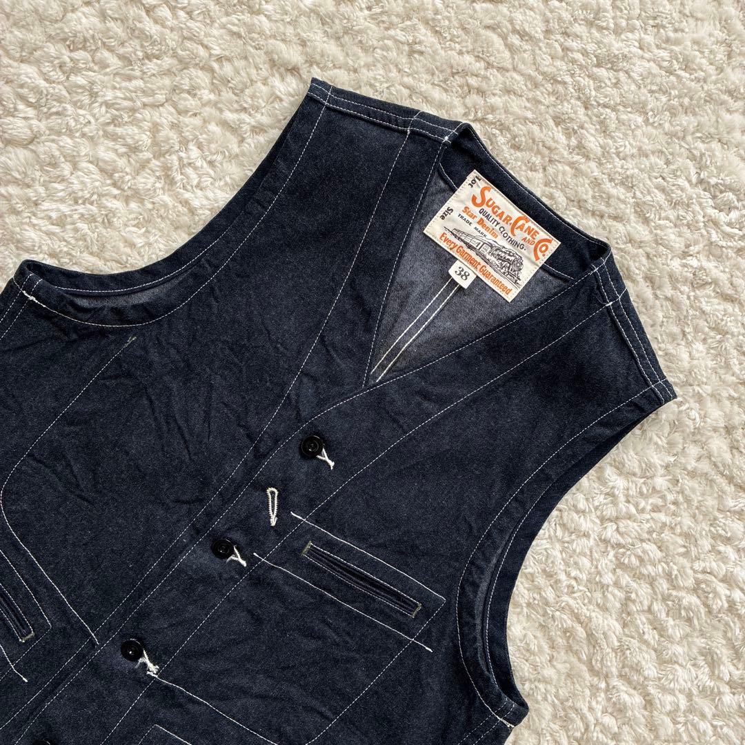 美品SC15702 BLUE DENIM WORK VEST 38 デニムベスト