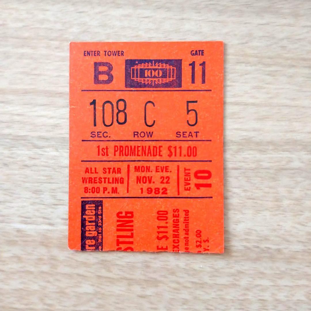 1982年 タイガーマスク米国遠征の半券