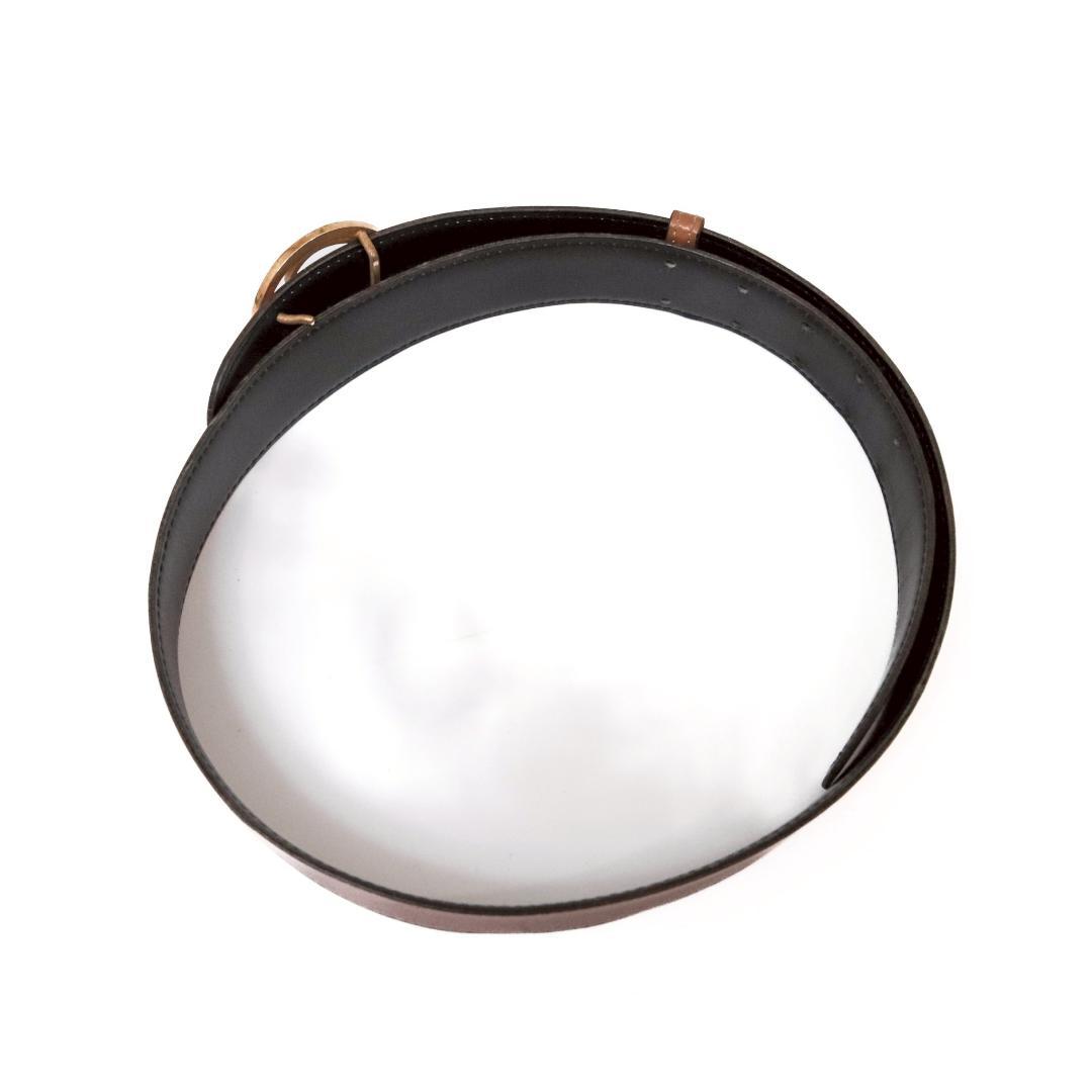 エルメス シュヴァル ベルト 75cm±4 幅3cm 茶黒 2枚革 箱付 917