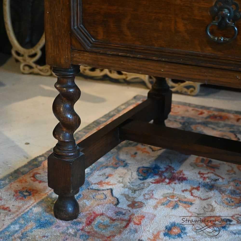 L3710-110 英国アンティーク オーク チェスト 3段 収納 レンジ台