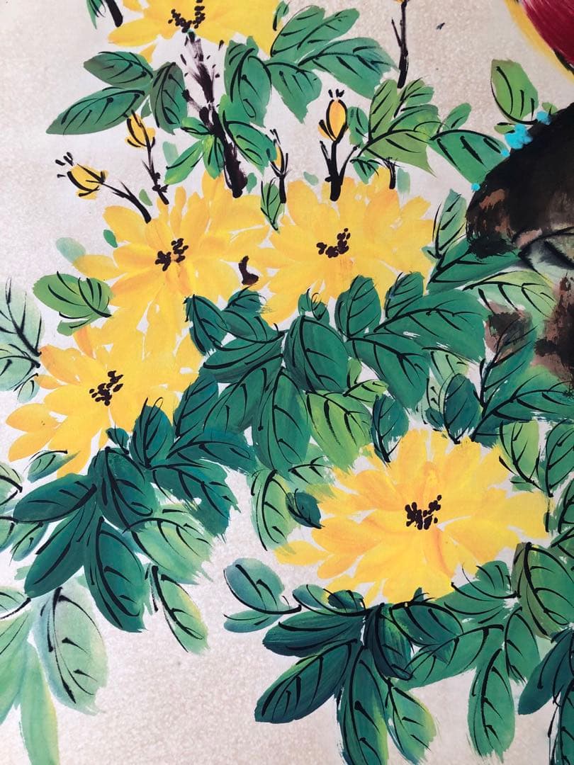 梅蘭芳 花鳥画 掛け軸 四尺 手描き 中国美術 絵画 書画 花鳥図 インテリア