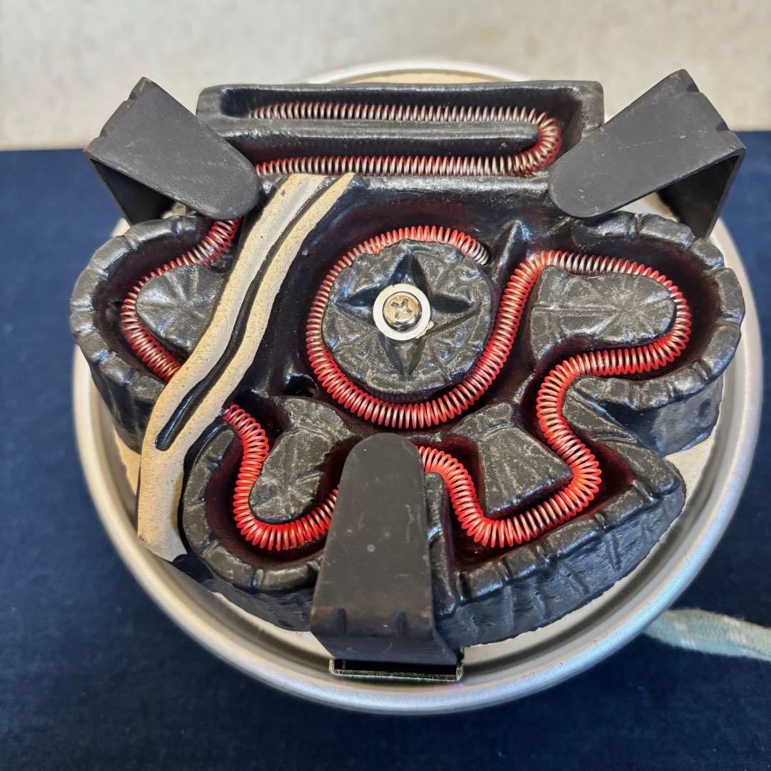 松竹梅地紋釜 風炉 茶釜 電熱器 唐銅朝鮮風炉釜 野々田製電熱器 敷板 茶道具