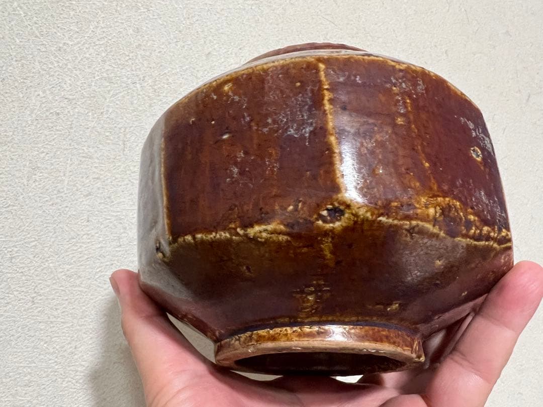 李朝 面取 小壺 飴釉 卯の浮 花入 鑑賞陶器 朝鮮 高麗 骨董 古美術