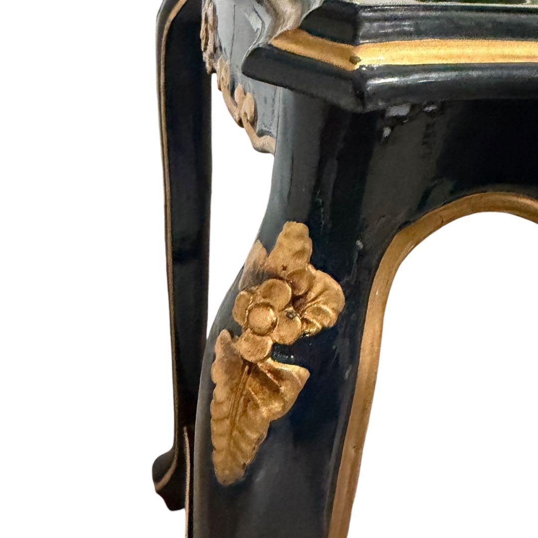 ヨーロピアン調 黒×金 花台 サイドテーブル 猫脚