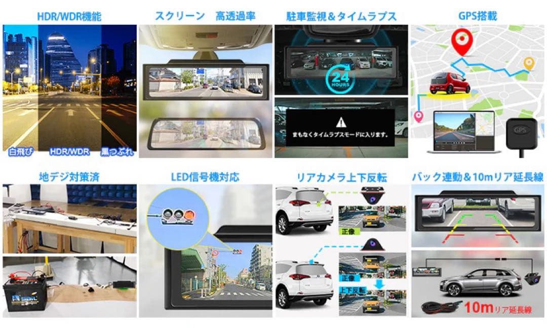 アール　ミラー型ドライブレコーダーPORMIDO PRD60C