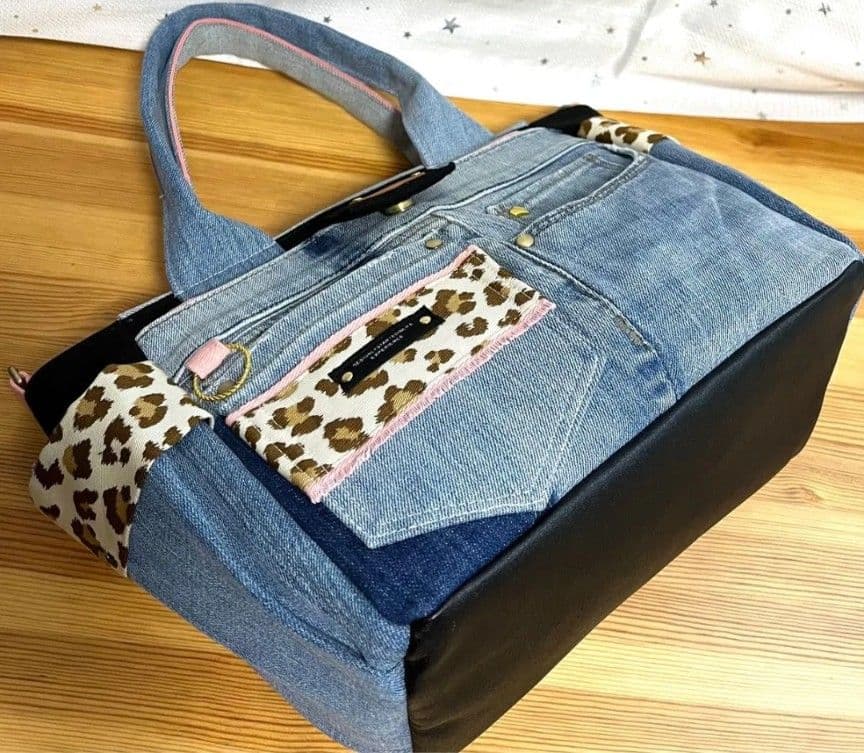 ししゃもデニムリメイクバッグ（Ｌ）（SS）No.835☆