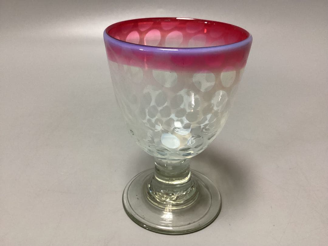 縁赤　水玉模様　なつめ形　氷コップ　ガラススプーン付き