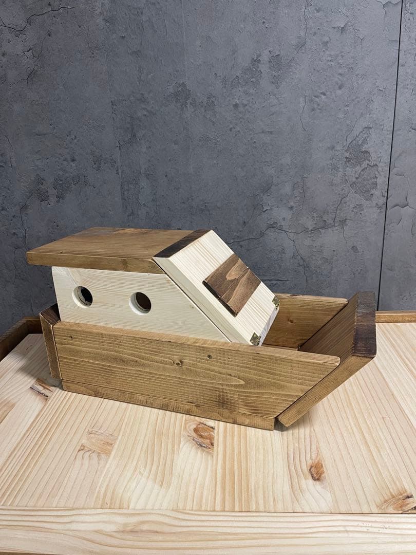 飛び出すトミカ！かぐーるこうぼうch 天然木製ミニカーフェリー船　収納おもちゃ箱