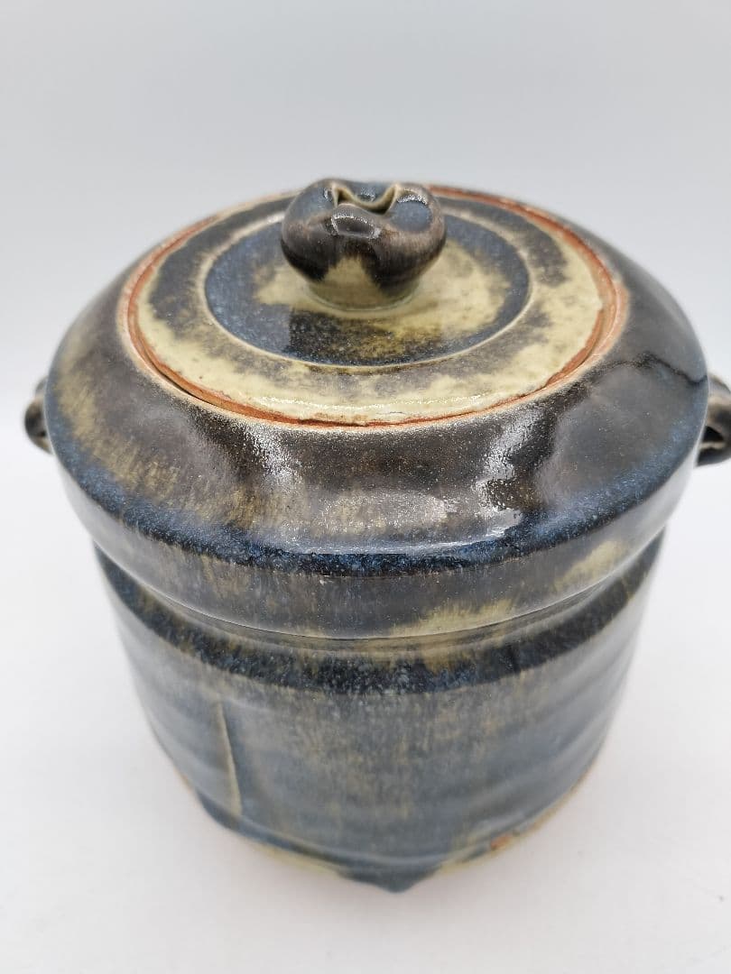 c765 水指 神懸焼 耳付 小豆島 室井香悦 木箱 茶道具 古物