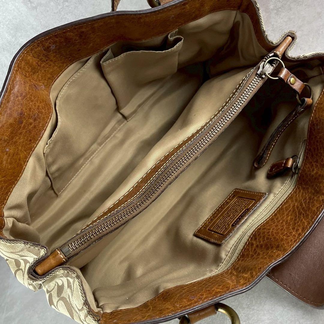 ✨稀少✨美品✨コーチ　パッチワーク　キャリーオール　肩かけ　ターンロック　茶系
