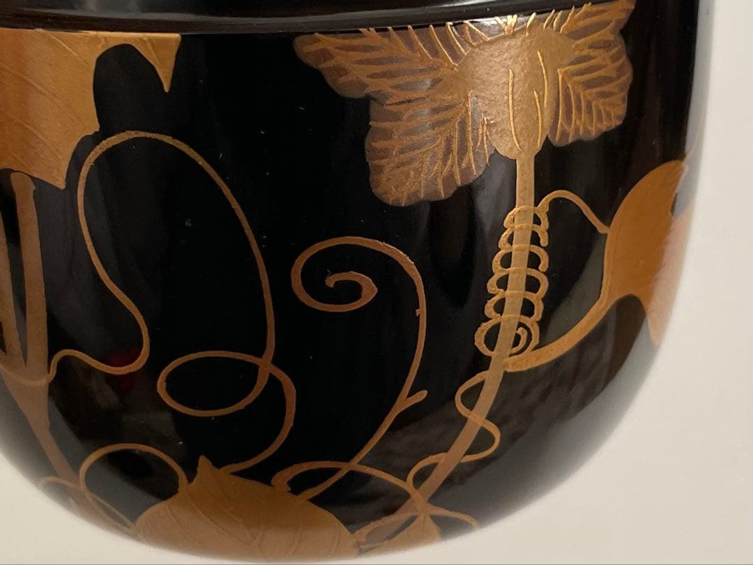 漆芸家　塗師　中谷博峰　夕顔蒔絵　利休棗　棗　茶入　共箱　茶道具