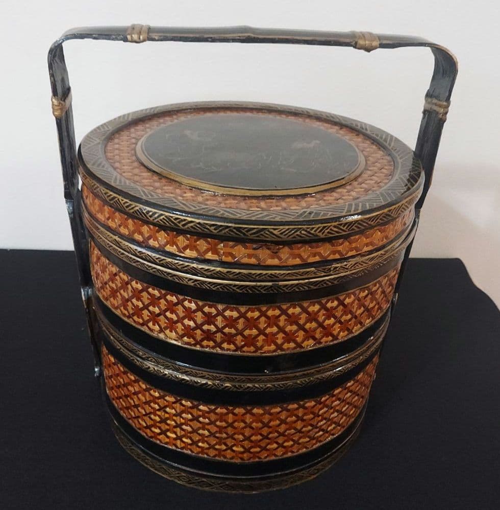 【超希少】竹　3段　漆塗　中国　骨董品　アンティーク