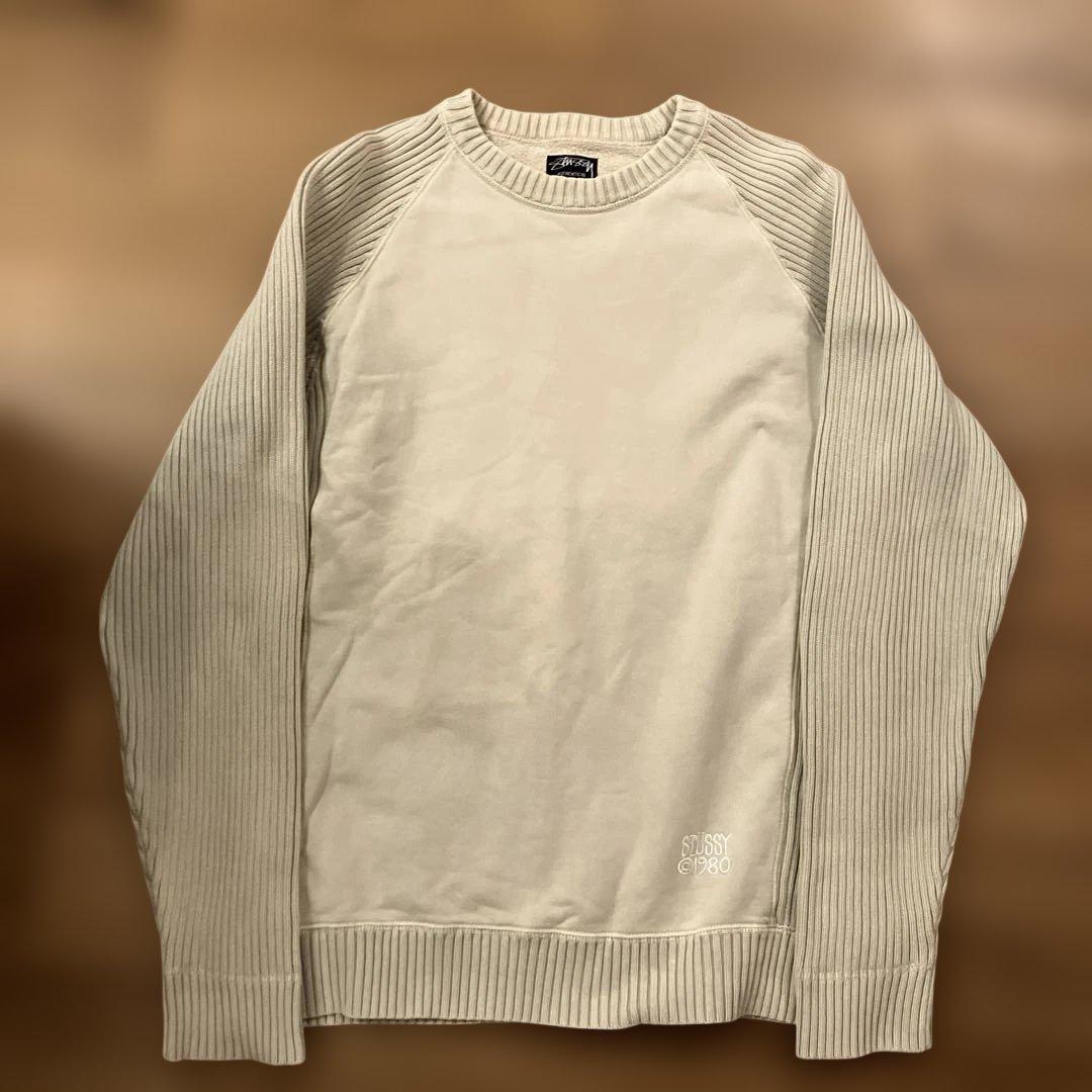 STÜSSY oldstussyトレーナー ニットスウェットLサイズ クリーム