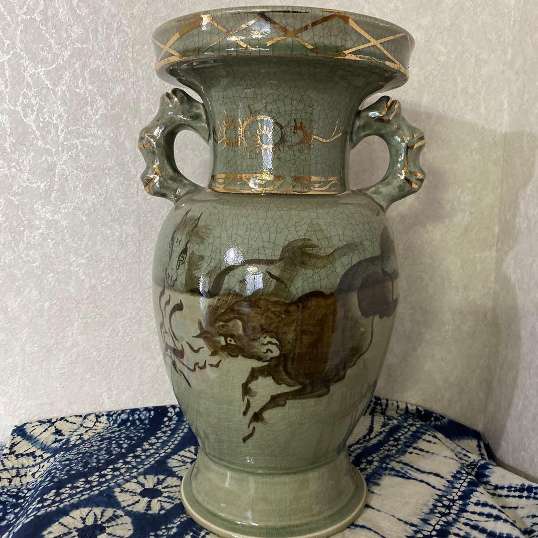 相馬焼　大花瓶　近徳　今年の干支　馬