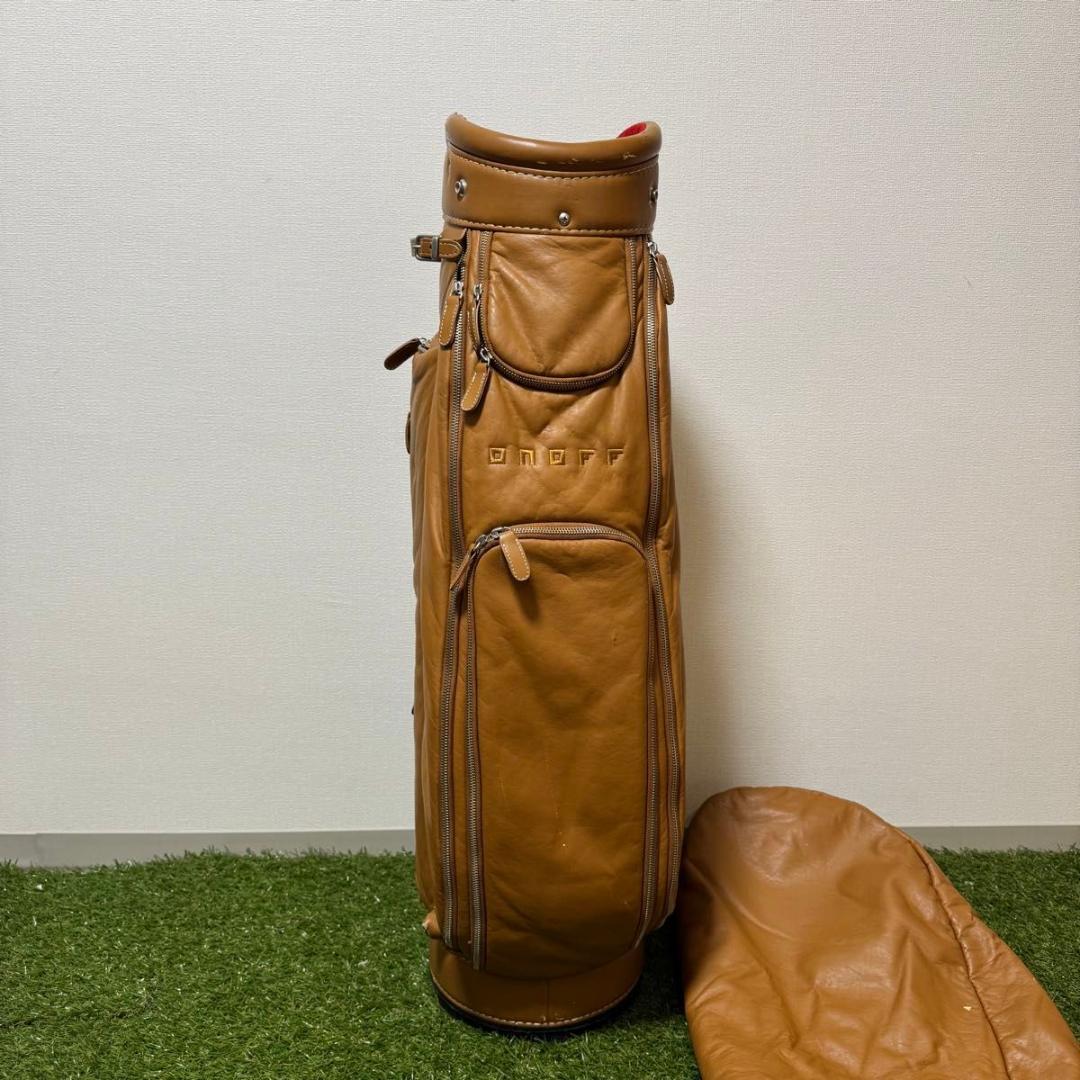 ONOFF オノフ キャディバッグ ゴルフバッグ ソフトタッチ本革調 キャメル色