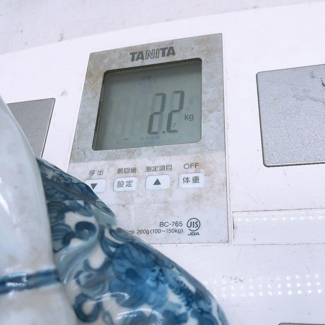 九谷焼 八幡窯 染付 座観音 観音像 縁起物 陶器製 置物 インテリア 中古品