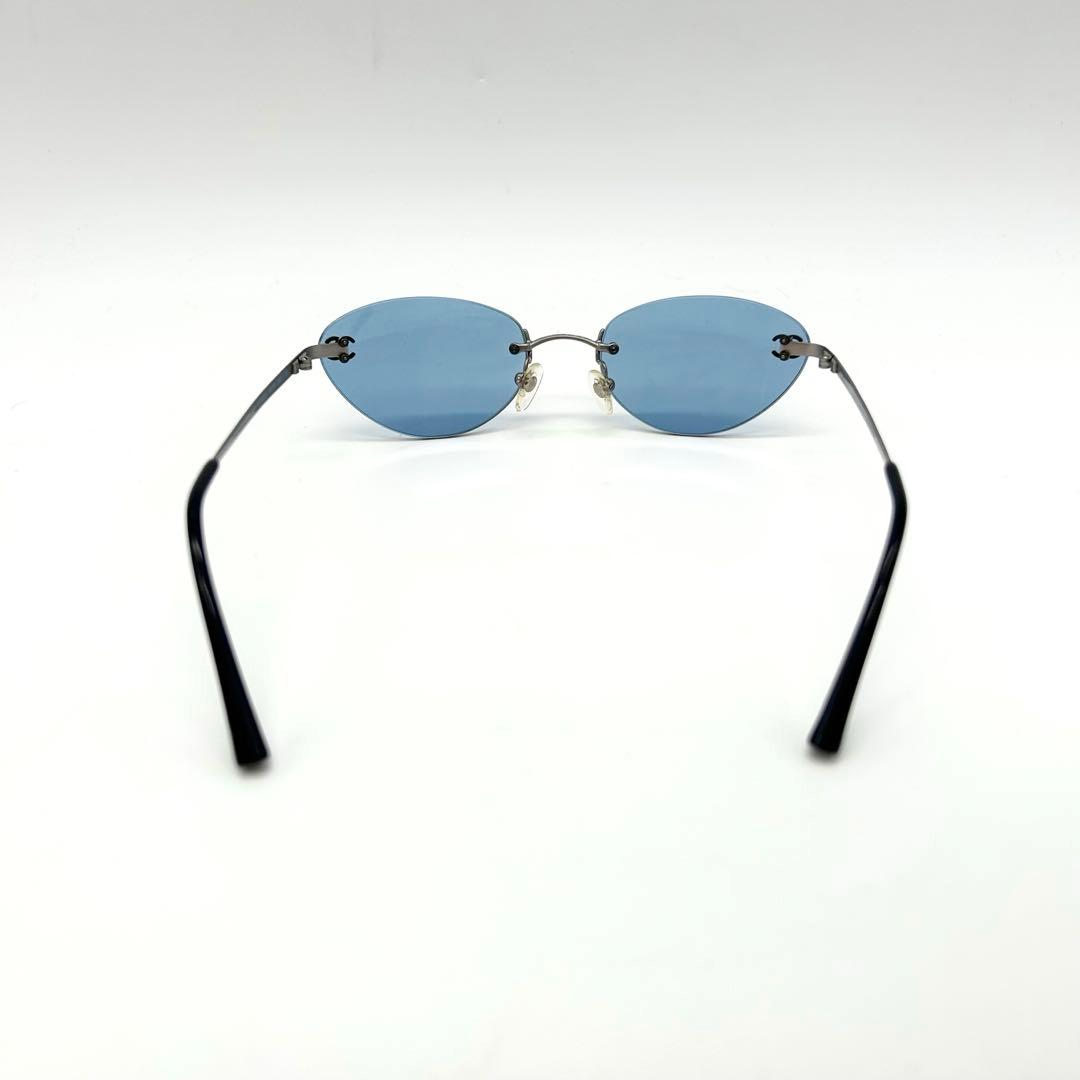 美品 CHANEL サングラス ココマーク リムレス ブルー 4003 ケース付