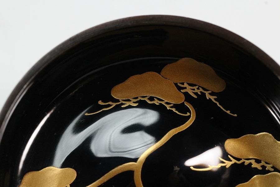 茶道具 竹材 内縁 松竹梅蒔絵 棗 平安 鈴木光入作 共箱 美品K-LC713