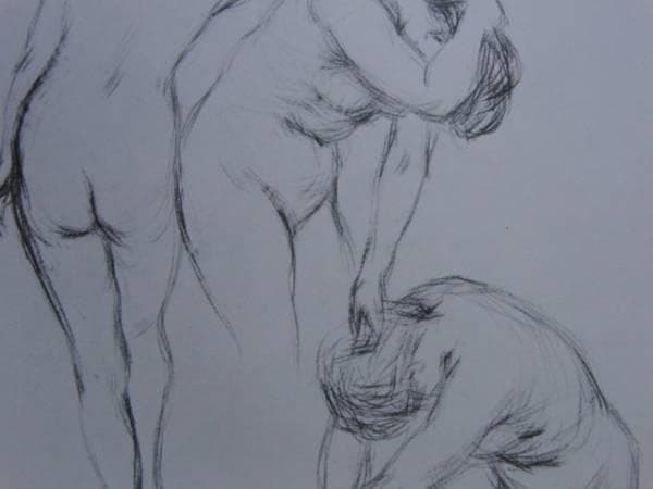 中山忠彦、【群像のための習作】、希少画集画、新品高級額、額装付、状態良好