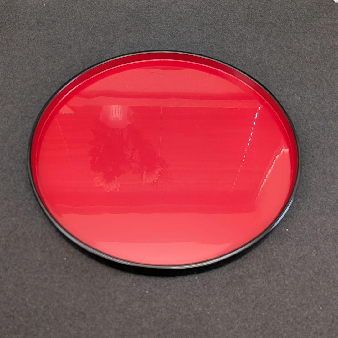 【未使用】 輪島塗 丸盆 朱塗 五島屋 共箱あり 直径約25cm 伝統工芸