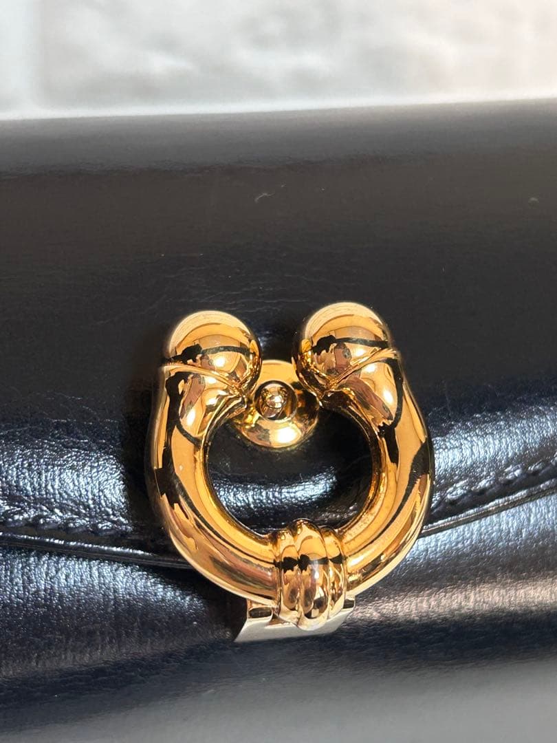 GUCCI カーフハンドバッグ　濃紺