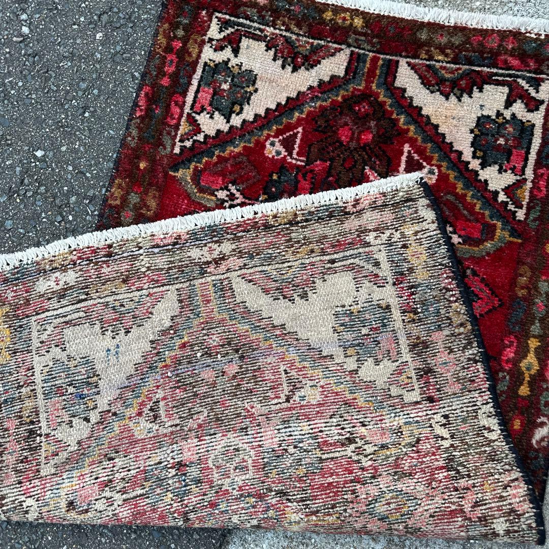 110cmx63ペルシャ絨毯年代織り物ハマダン手織り絨毯スパーヴィンテージラグ